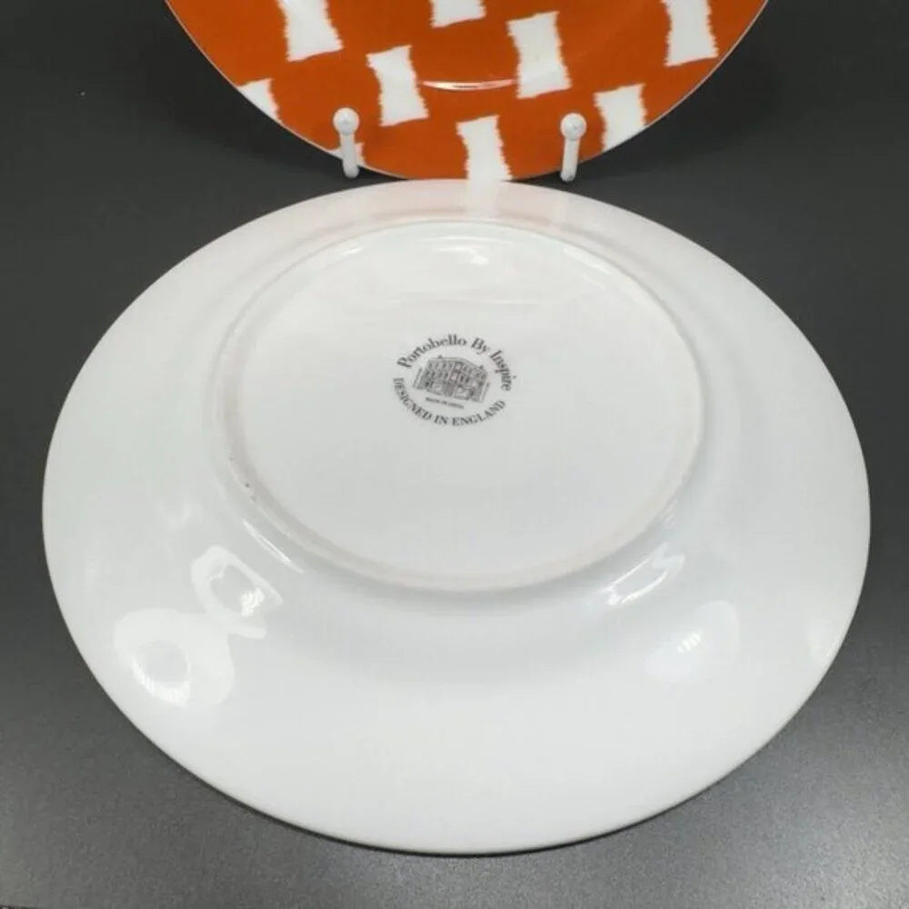 Portobello by Inspire 8inch Round Plate Dish Set 2 Dishes Plates Red White Spots